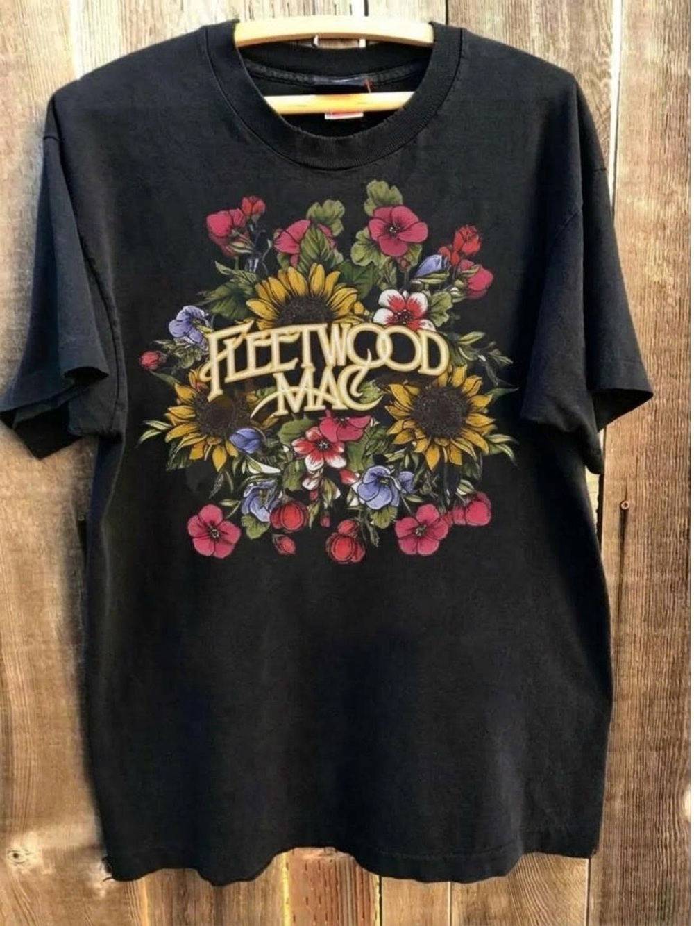 Black Fleetwood Floral Logo Short Sleeve Tee - Band Graphic